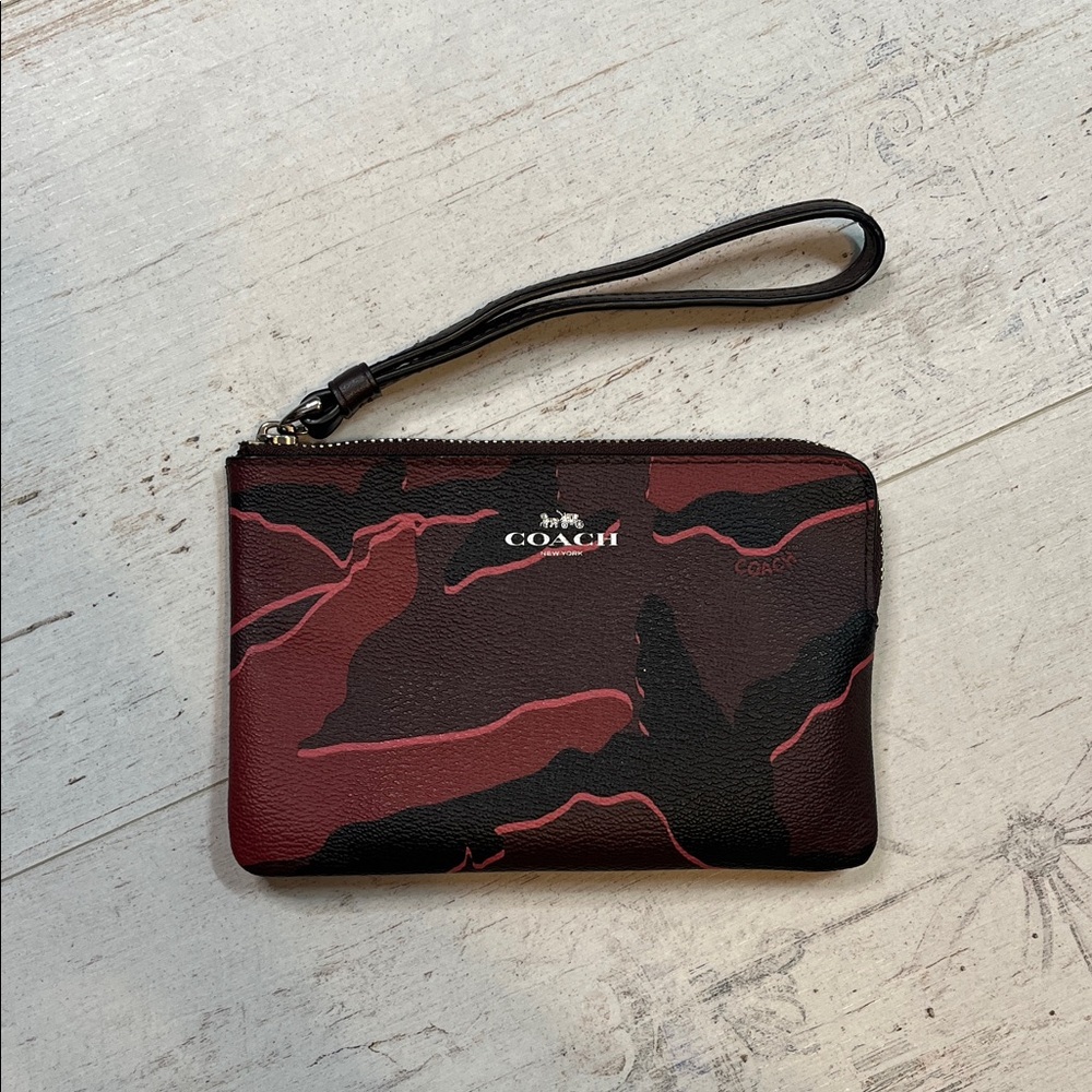 Coach Pink Camouflage Zip Up Wristlet